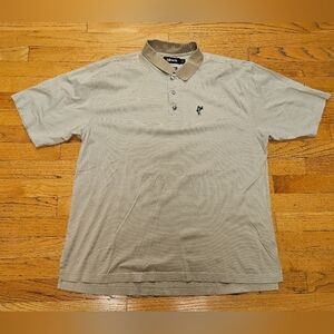 Ashworth Men's Polo Size XL Tan And White Stripes Lake Barrington Shores
